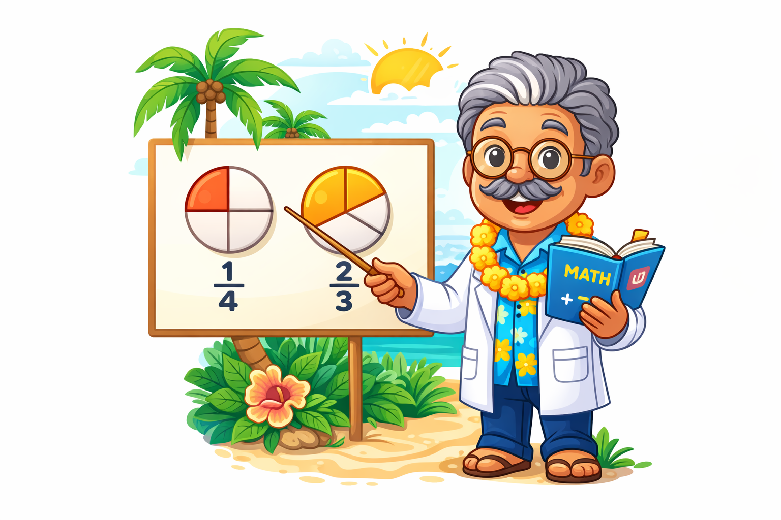 Professor B teaching fractions